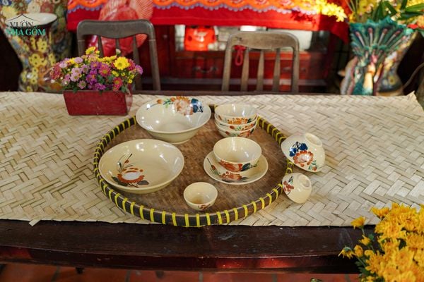  [TẾT] Bộ Chén Bát Vẽ Bông Nâu - Chén Bát Lái Thiêu - Sản Phẩm Quà Tặng Tết Bính Ngọ 2026 