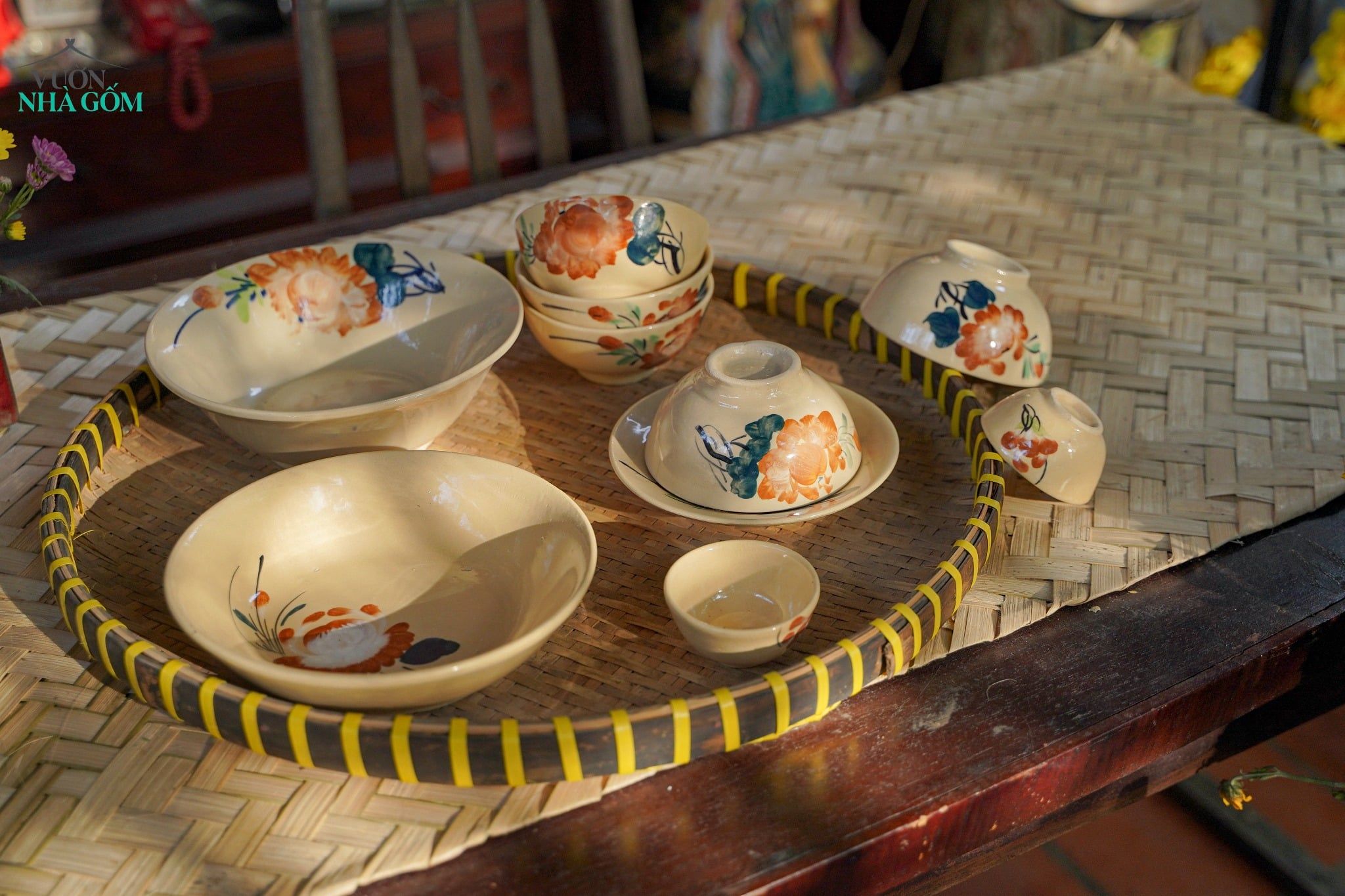  [TẾT] Bộ Chén Bát Vẽ Bông Nâu - Chén Bát Lái Thiêu - Sản Phẩm Quà Tặng Tết Bính Ngọ 2026 