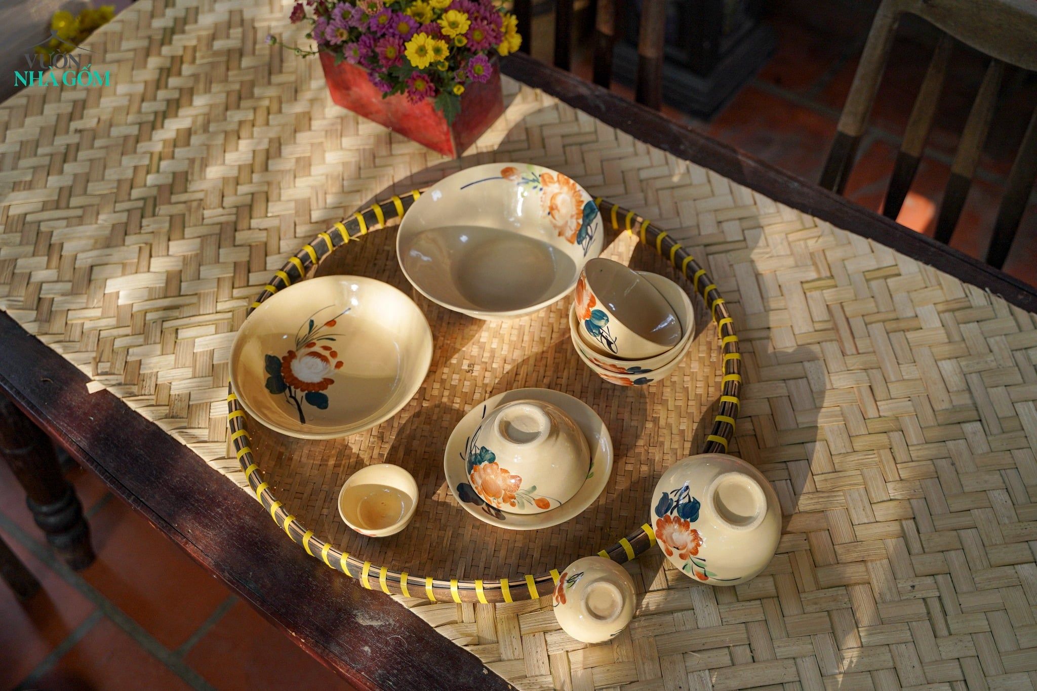  [TẾT] Bộ Chén Bát Vẽ Bông Nâu - Chén Bát Lái Thiêu - Sản Phẩm Quà Tặng Tết Bính Ngọ 2026 