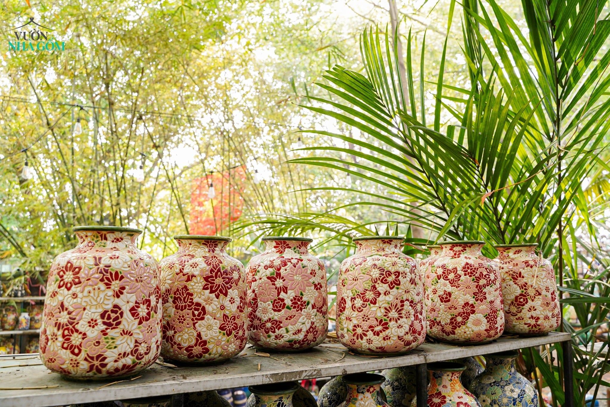  Bình Bách Hoa Dáng Bầu - Bình Gốm Khắc Thủ Công - C28 x R22cm - SP036020 
