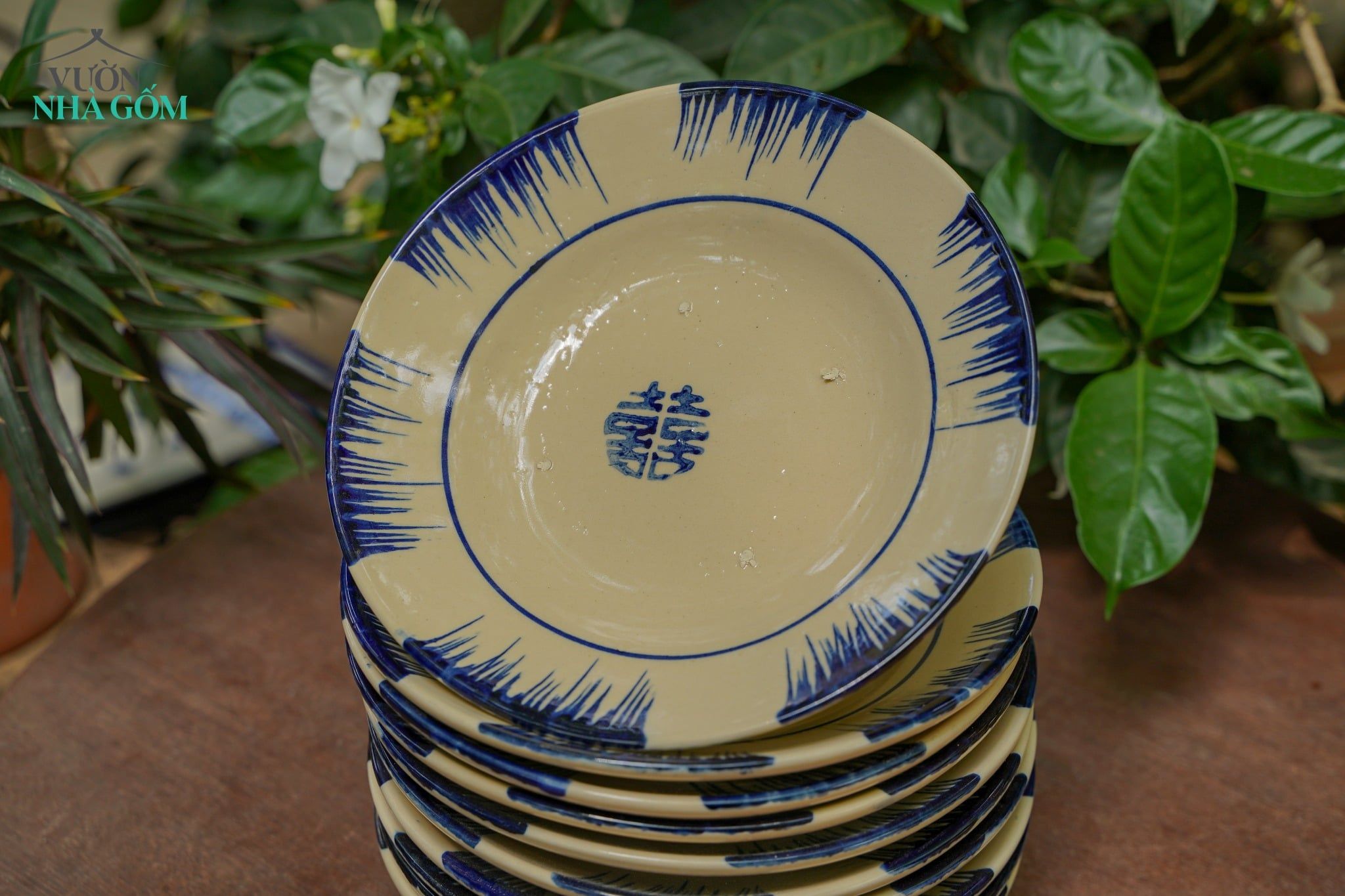  Dĩa lớn phết xanh- Gas, chén bát Lái Thiêu, C4xR21cm - SP002843 