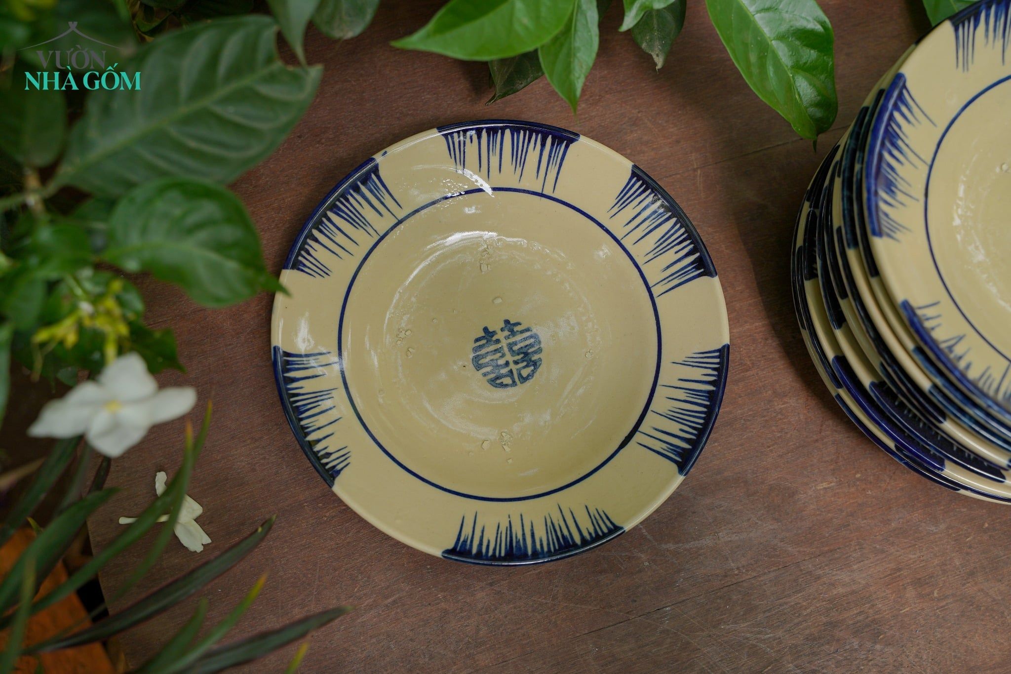  Dĩa lớn phết xanh- Gas, chén bát Lái Thiêu, C4xR21cm - SP002843 