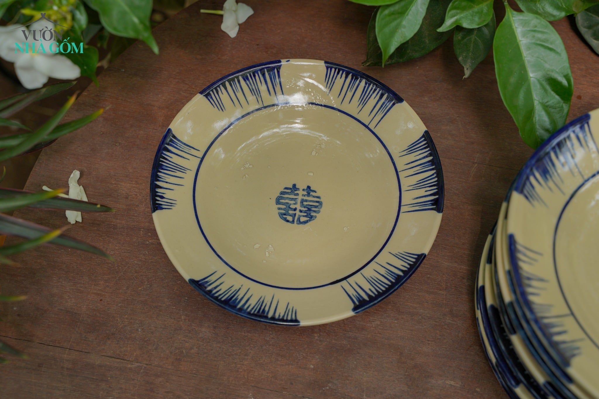  Dĩa lớn phết xanh- Gas, chén bát Lái Thiêu, C4xR21cm - SP002843 