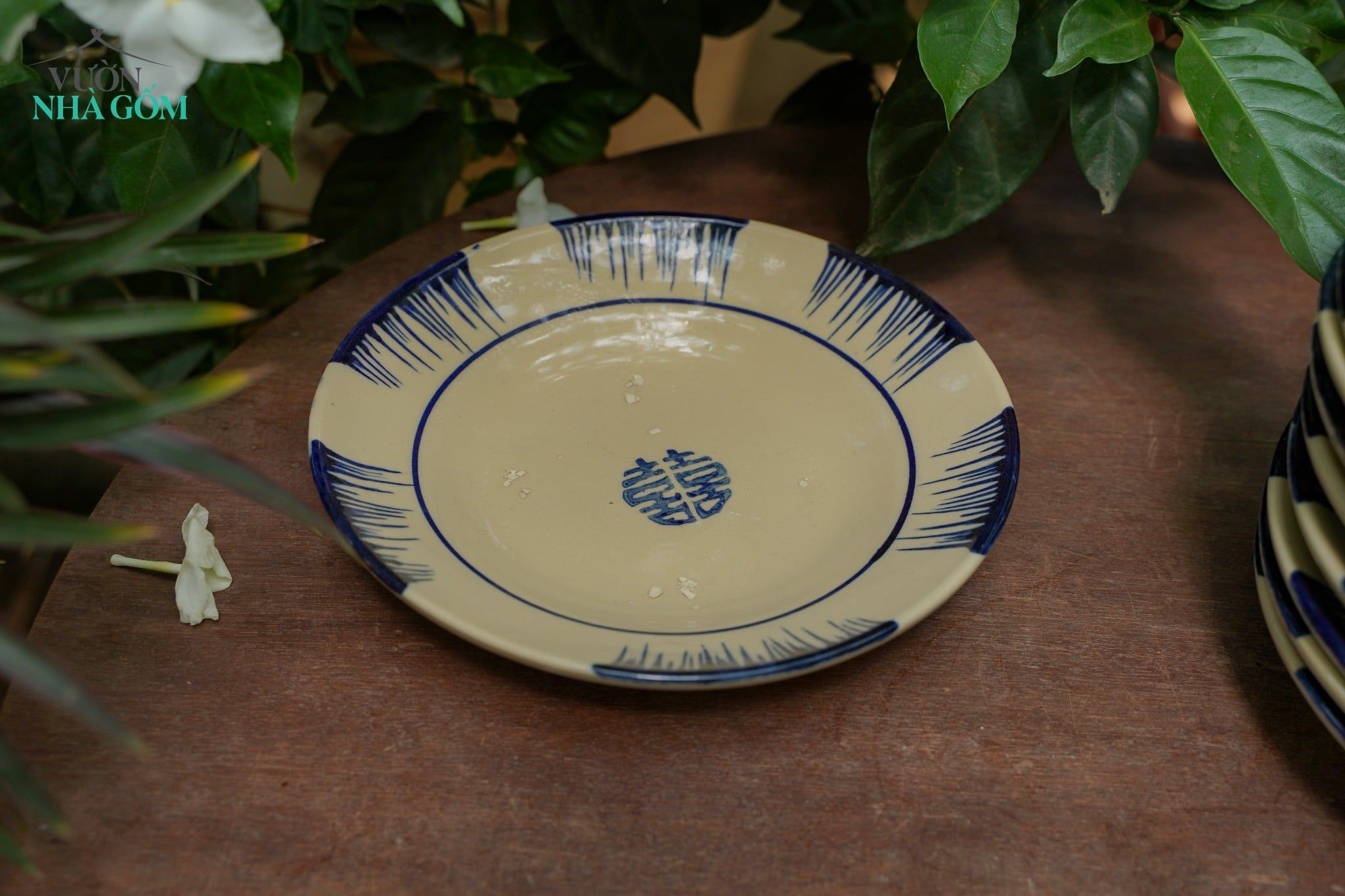  Dĩa lớn phết xanh- Gas, chén bát Lái Thiêu, C4xR21cm - SP002843 