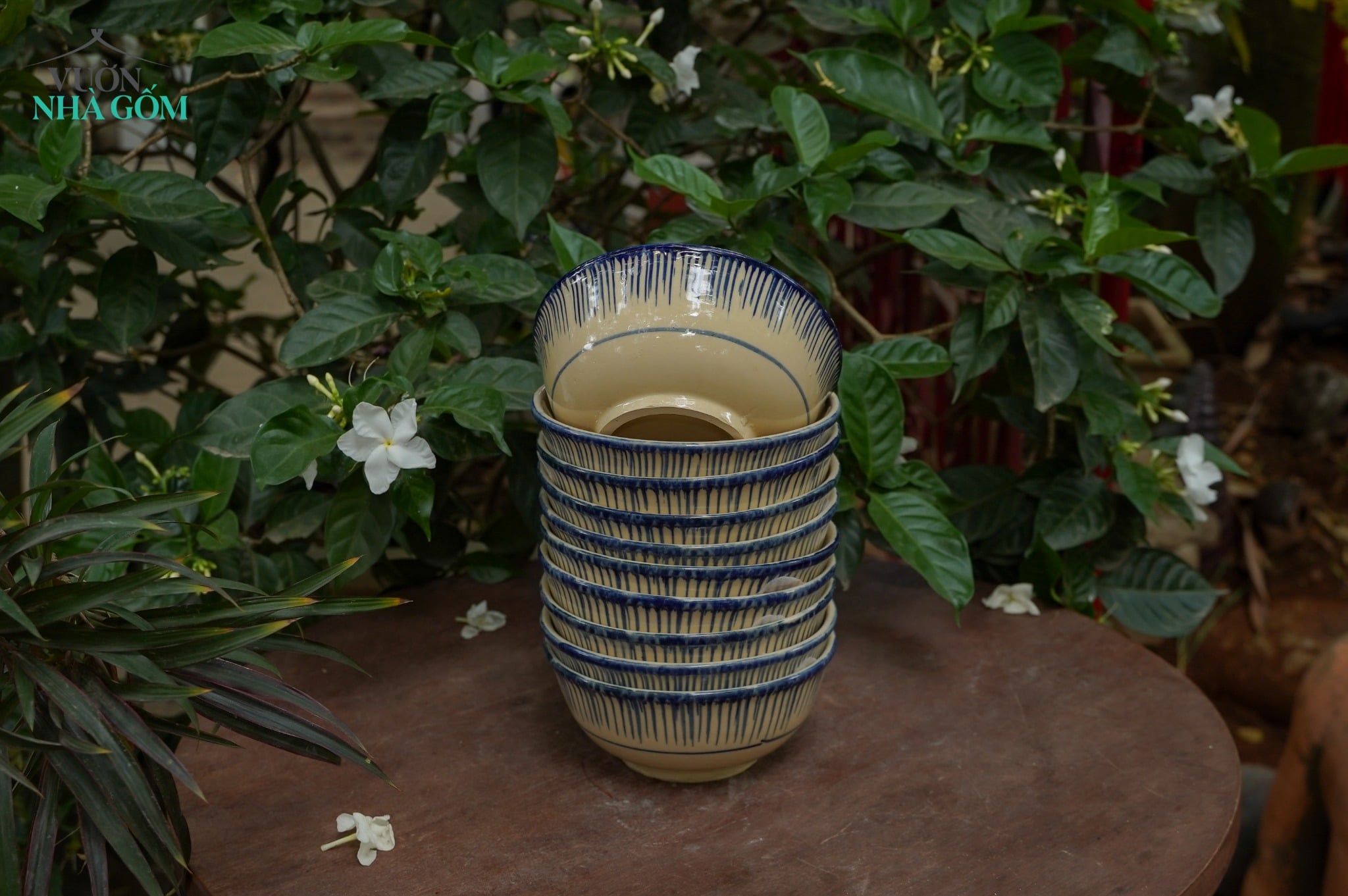  Tô cơm lớn phết xanh, chén bát Lái Thiêu, (R18xC8) - SP035721 