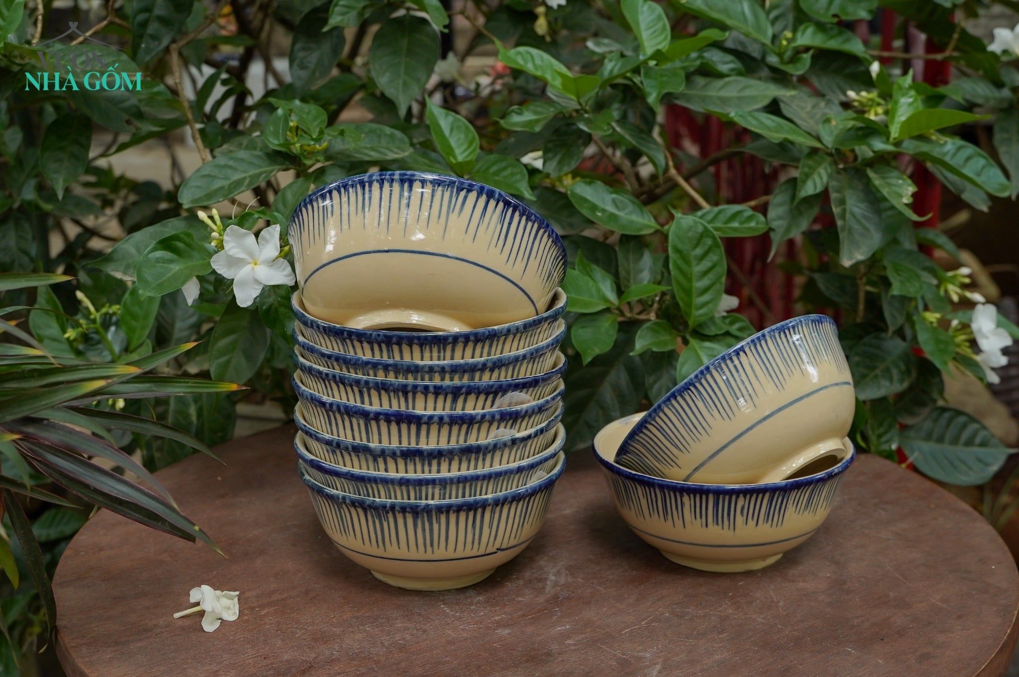  Tô cơm lớn phết xanh, chén bát Lái Thiêu, (R18xC8) - SP035721 