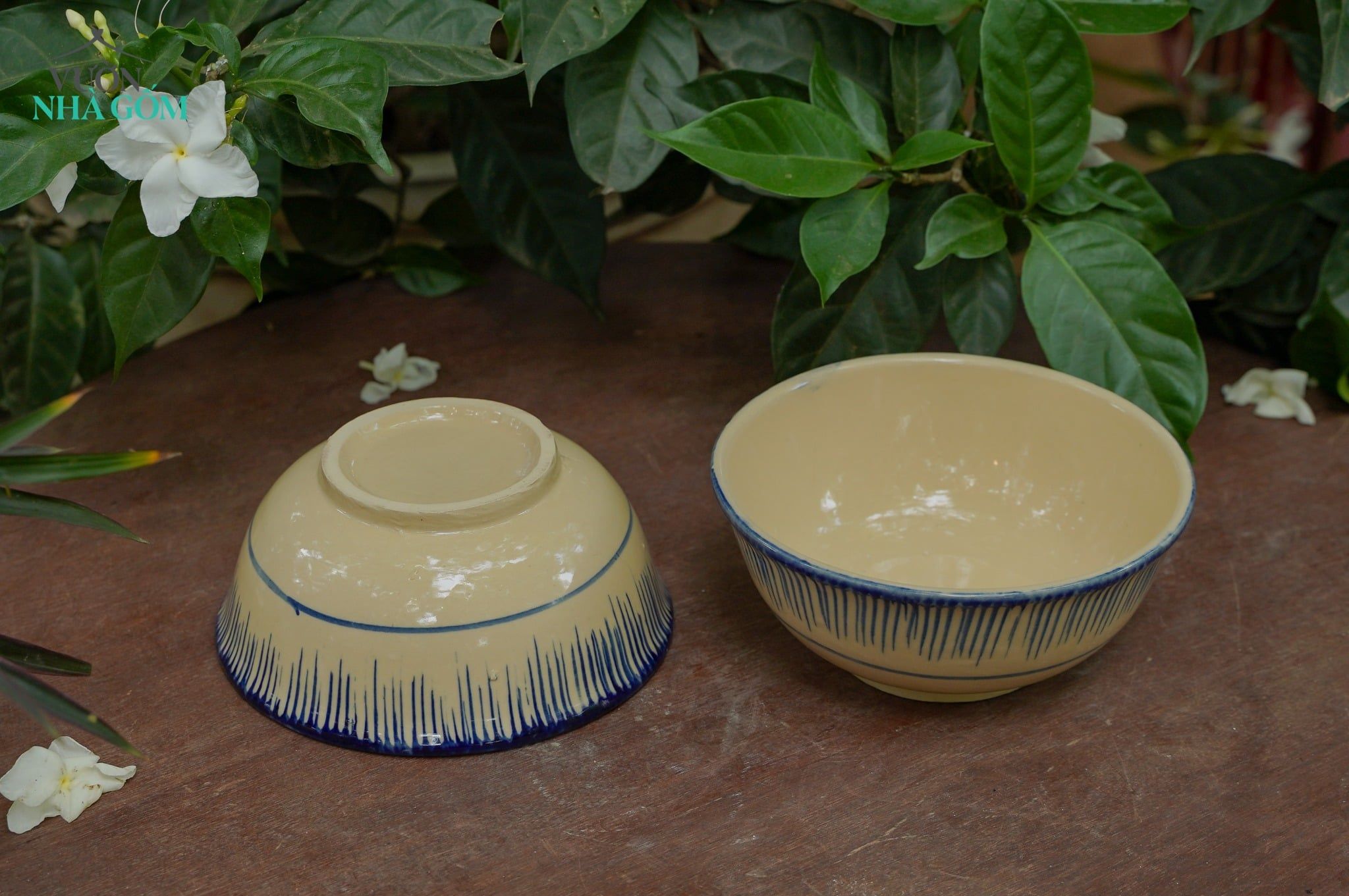  Tô cơm lớn phết xanh, chén bát Lái Thiêu, (R18xC8) - SP035721 