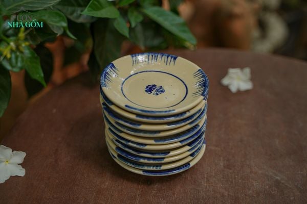  Dĩa chấm Phết Xanh-Gas, Chén bát Lái Thiêu. (C2xR13)cm - SP002847 