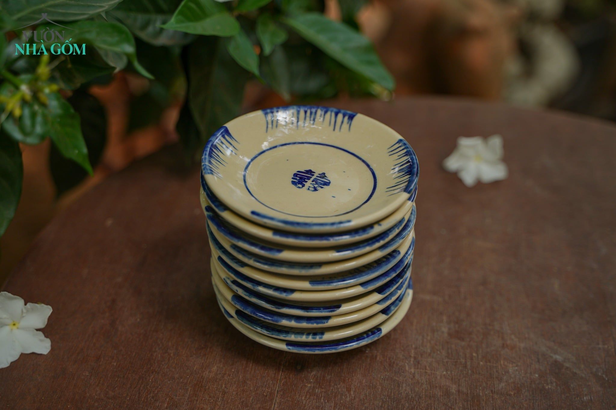  Dĩa chấm Phết Xanh-Gas, Chén bát Lái Thiêu. (C2xR13)cm - SP002847 