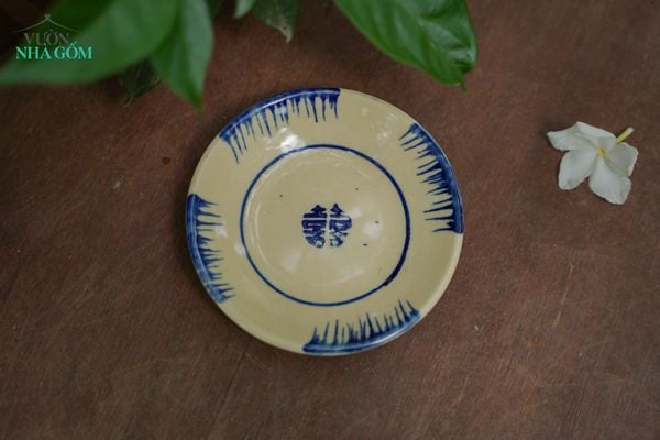  Dĩa chấm Phết Xanh-Gas, Chén bát Lái Thiêu. (C2xR13)cm - SP002847 