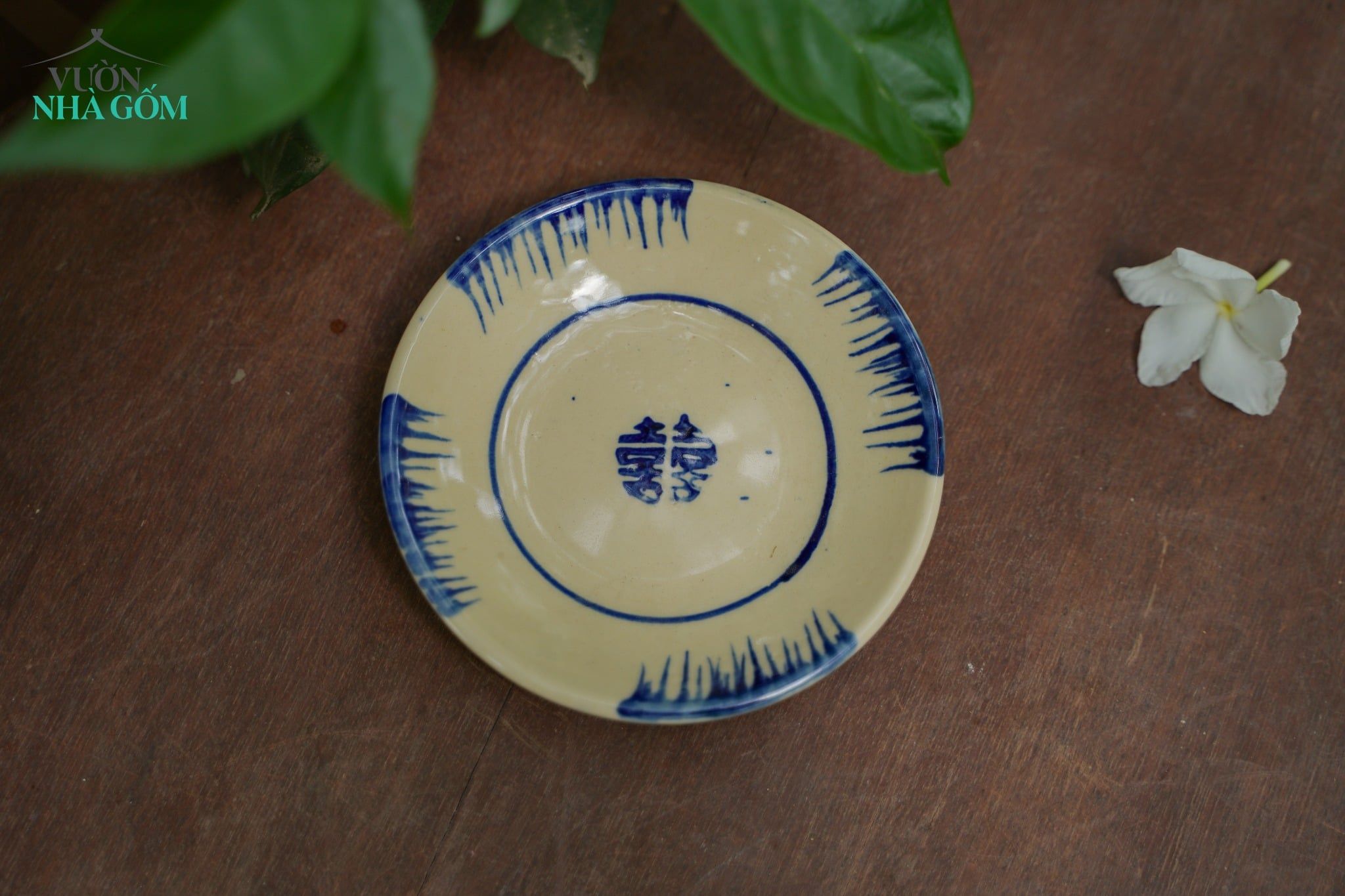  Dĩa chấm Phết Xanh-Gas, Chén bát Lái Thiêu. (C2xR13)cm - SP002847 