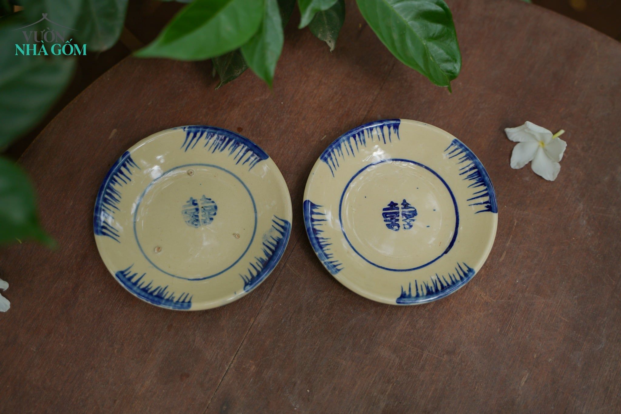  Dĩa chấm Phết Xanh-Gas, Chén bát Lái Thiêu. (C2xR13)cm - SP002847 