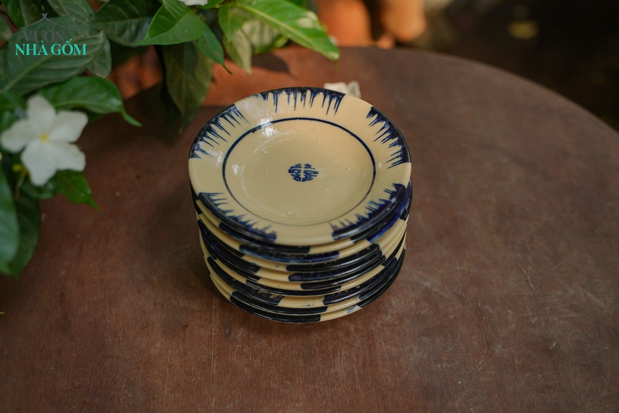  Dĩa chấm Phết Xanh-Gas, Chén bát Lái Thiêu. (C2xR13)cm - SP002847 