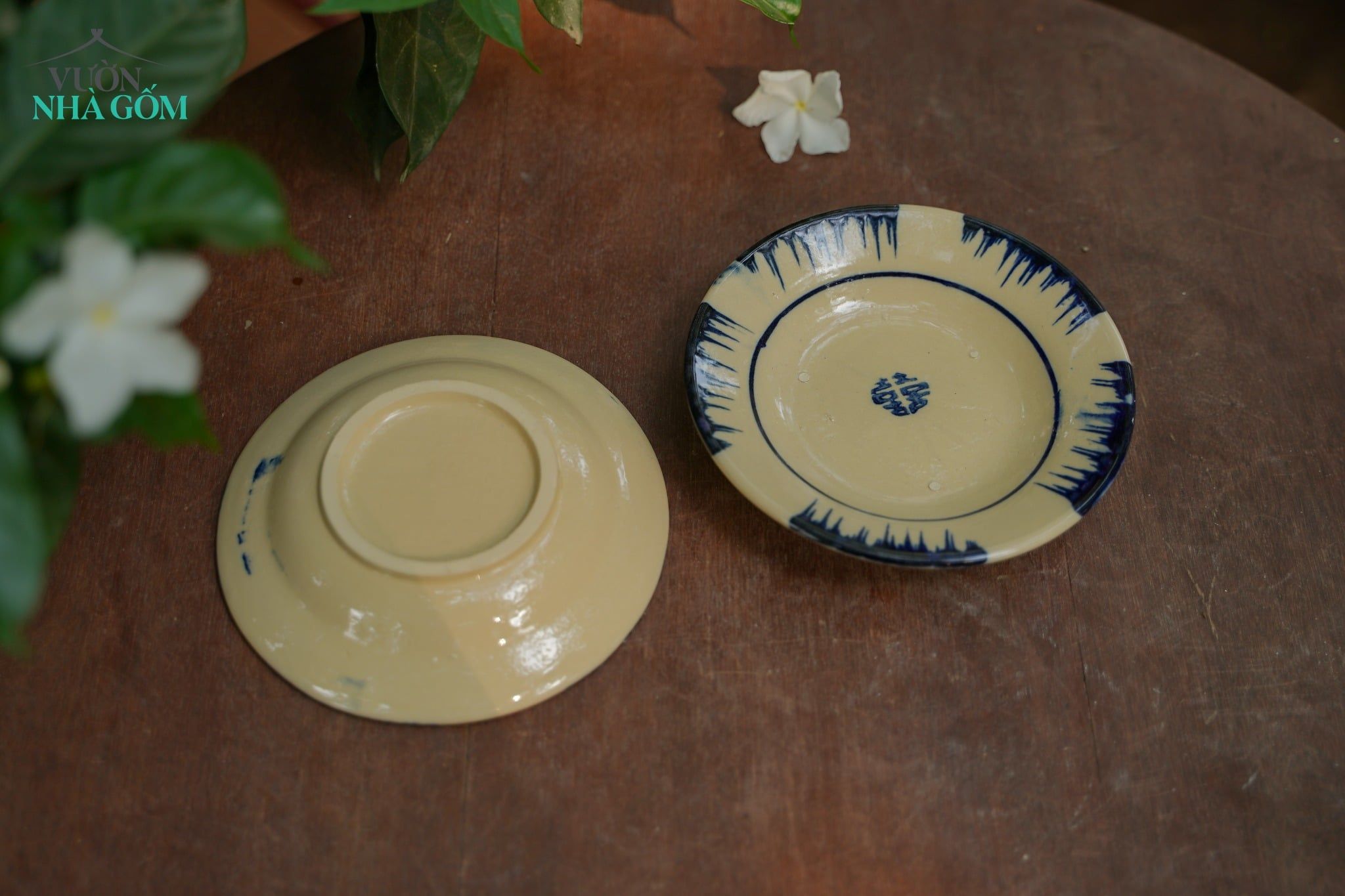  Dĩa chấm Phết Xanh-Gas, Chén bát Lái Thiêu. (C2xR13)cm - SP002847 