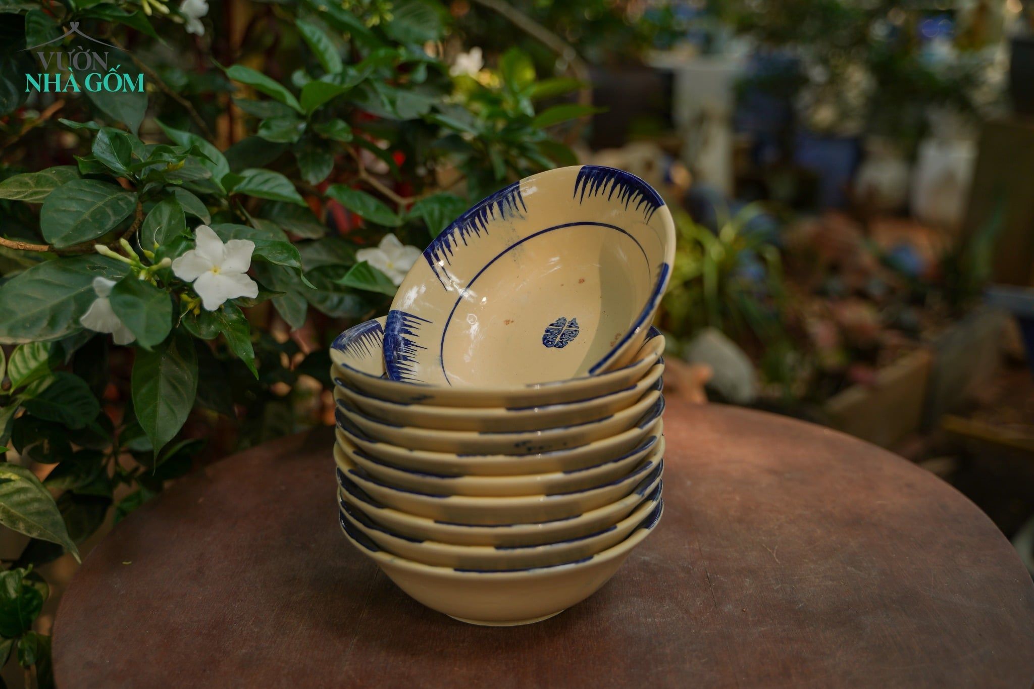  Tô tượng nhỏ phết Xanh - Gas đinh chân, chén bát Lái Thiêu C6 x R18cm - SP001321 