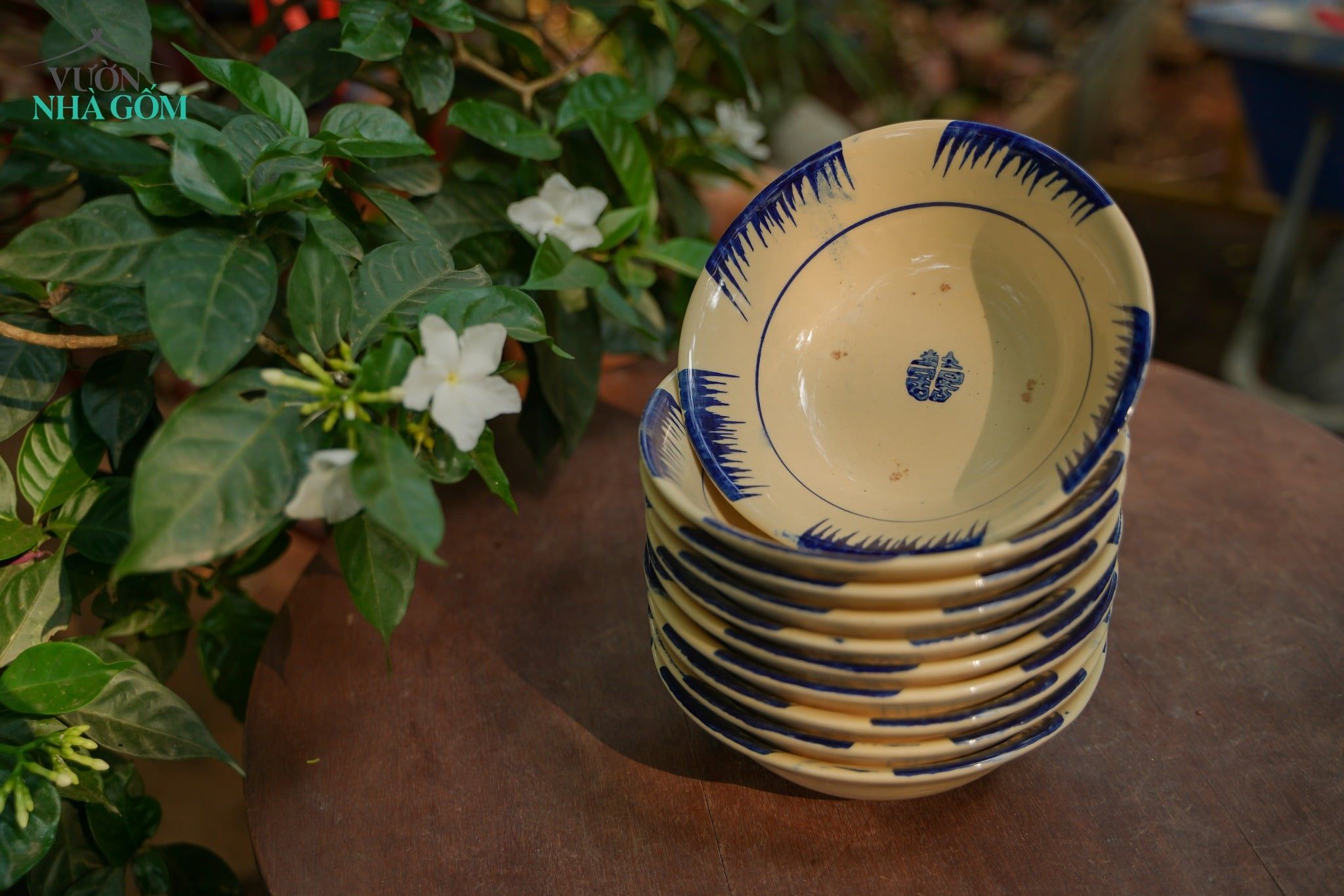  Tô tượng nhỏ phết Xanh - Gas đinh chân, chén bát Lái Thiêu C6 x R18cm - SP001321 