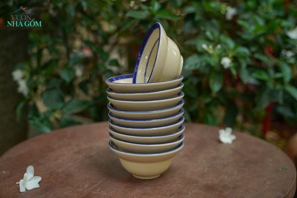  CBLX, Chén Chiết Yêu Chỉ Xanh - Chén Bát Hiện Đại - Tô Chiết Yêu - R13cm| R17cm. 