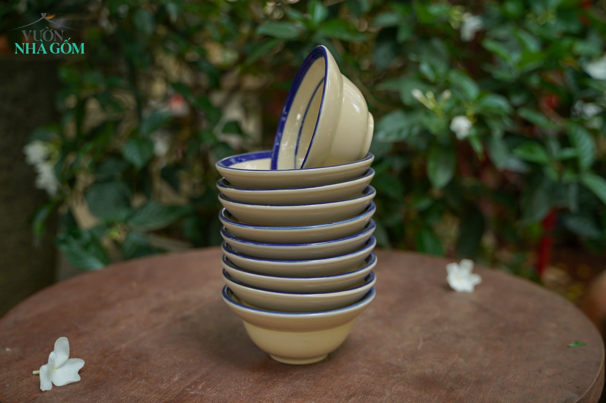  CBLX, Chén Chiết Yêu Chỉ Xanh - Chén Bát Hiện Đại - Tô Chiết Yêu - R13cm| R17cm. 