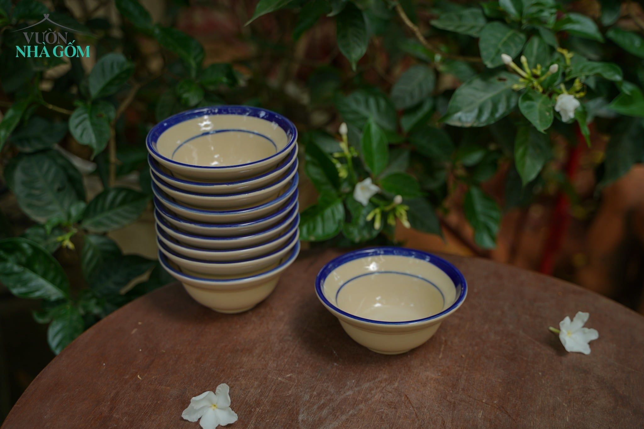  CBLX, Chén Chiết Yêu Chỉ Xanh - Chén Bát Hiện Đại - Tô Chiết Yêu - R13cm| R17cm. 