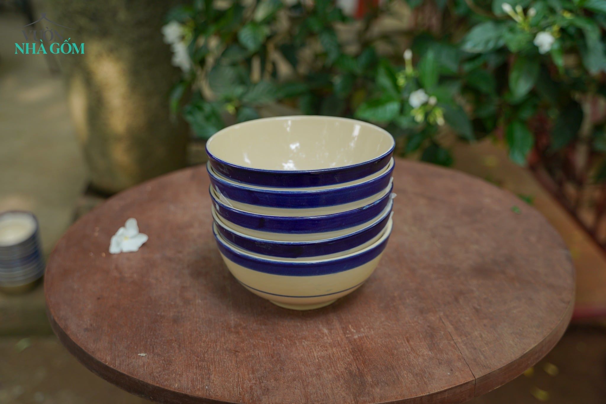  CBLX, Tô Cơm Vẽ Chỉ Xanh Thủ Công - Chén Bát Hiện Đại - Tô Ăn Bún, Tô Phở - R18cm. 