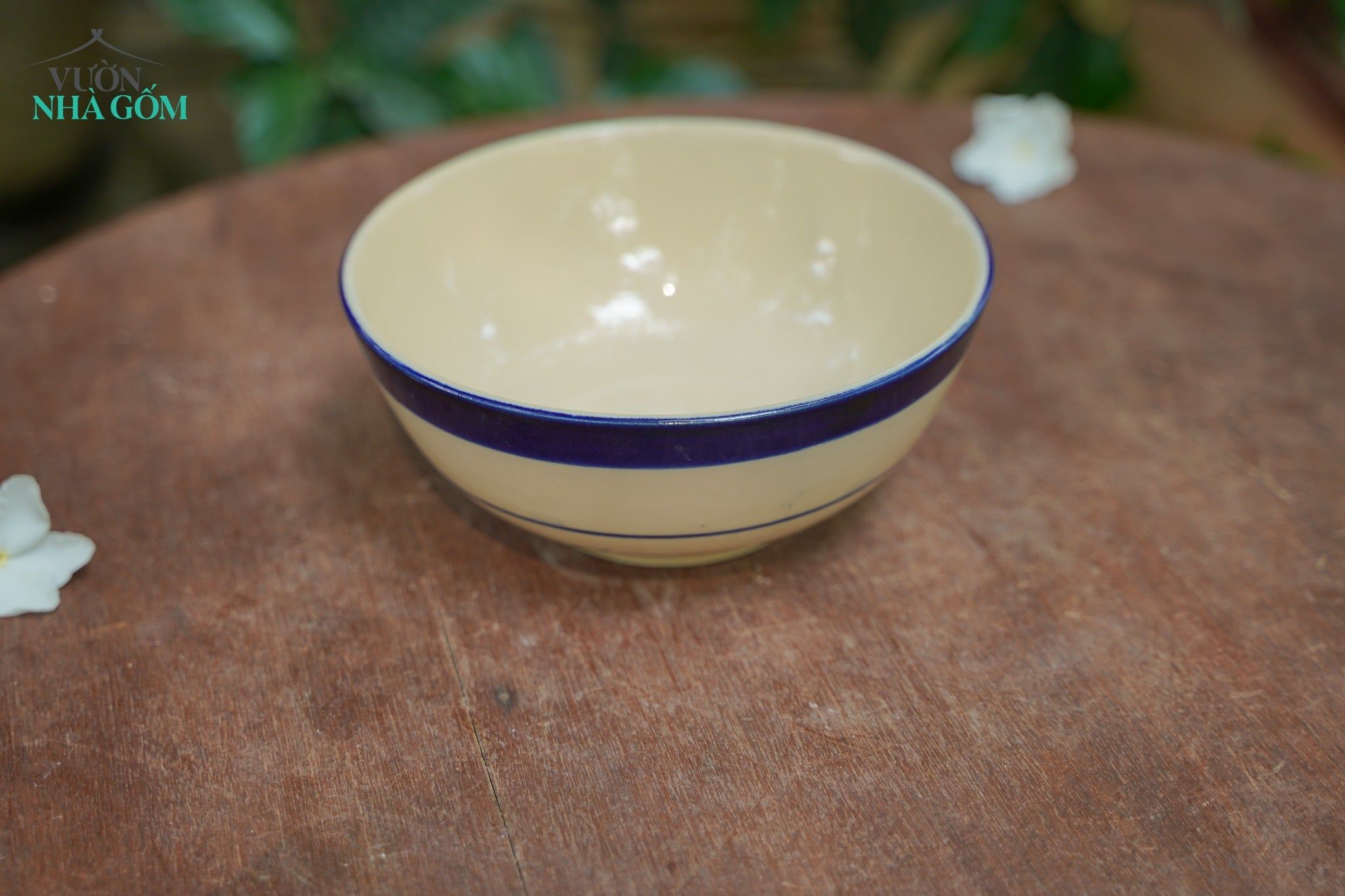  CBLX, Tô Cơm Vẽ Chỉ Xanh Thủ Công - Chén Bát Hiện Đại - Tô Ăn Bún, Tô Phở - R18cm. 