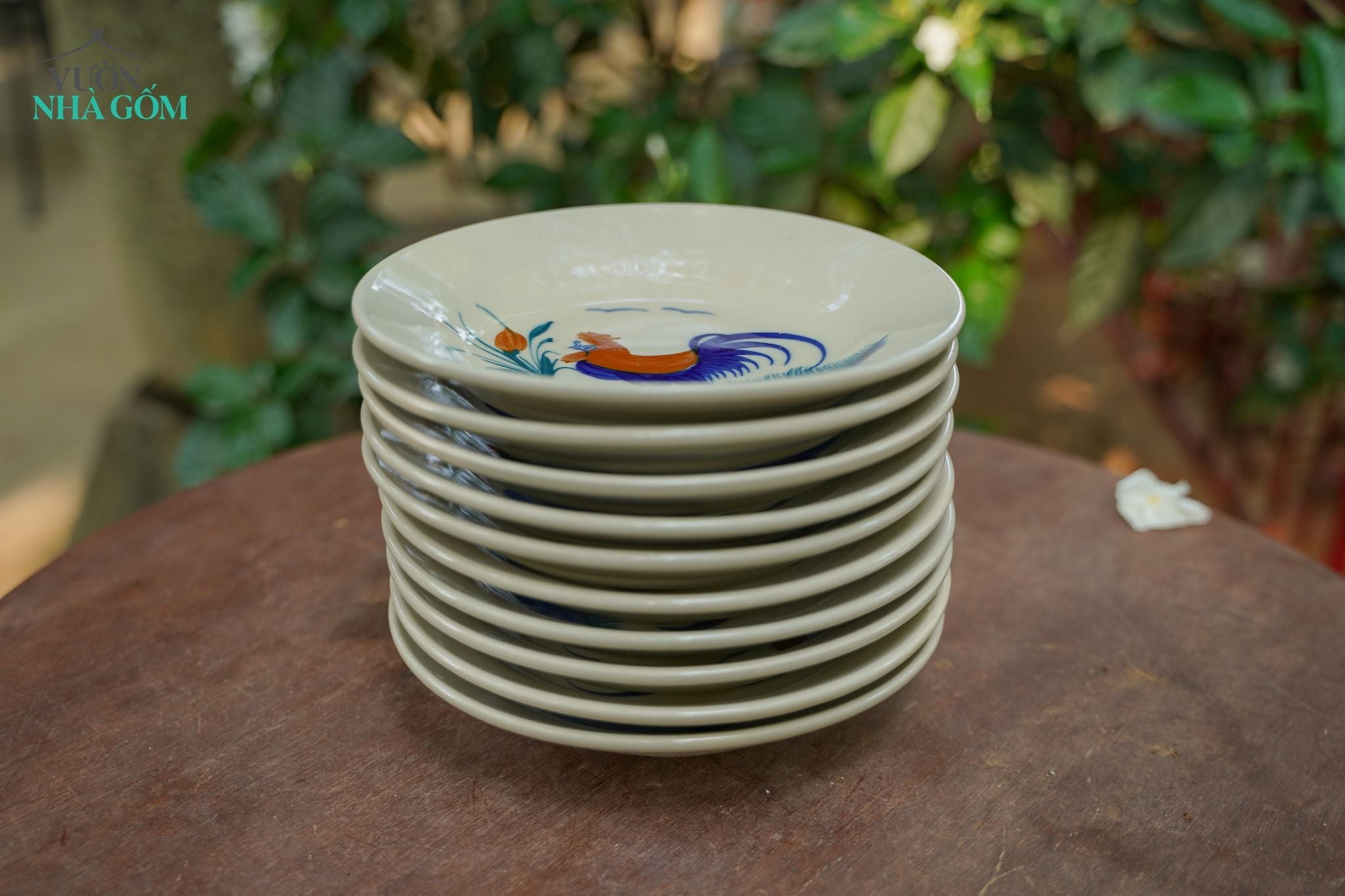  CBLX, Dĩa Lớn 20cm Vẽ Gà - Chén Bát Hiện Đại - Đĩa Đựng Đồ Ăn. 