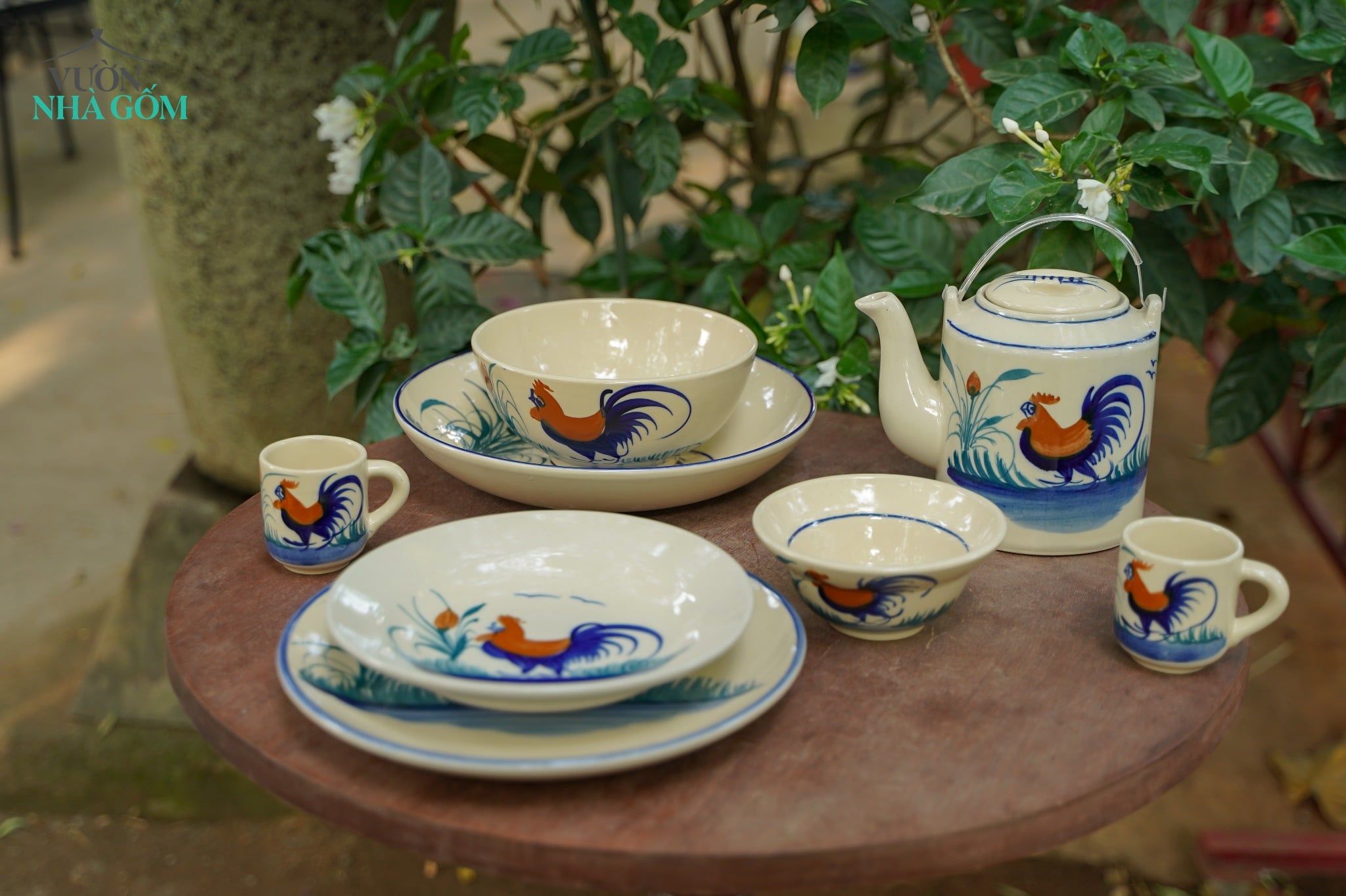  CBLX, Dĩa Lớn 20cm Vẽ Gà - Chén Bát Hiện Đại - Đĩa Đựng Đồ Ăn. 