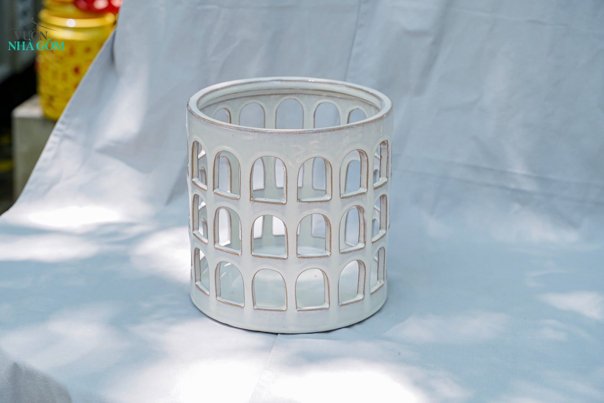  Đèn Gốm Lọng Ô Cửa, Trang Trí Nhà Cửa, Decor Sân Vườn,  Cao 21cm x Rộng 21cm 
