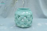  Đèn Gốm Lọng Lục Giác Chấm Bi, Trang Trí Nhà Cửa, Decor Sân Vườn, Cao 17cm x Rộng 17cm 
