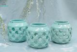  Đèn Gốm Lọng Lục Giác Chấm Bi, Trang Trí Nhà Cửa, Decor Sân Vườn, Cao 17cm x Rộng 17cm 