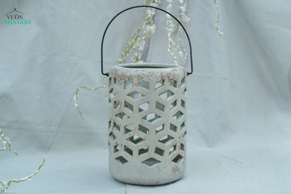  Đèn Gốm Lọng Hình Thoi, Trang Trí Nhà Cửa, Decor Sân Vườn,  Cao 22cm x Rộng 15cm 