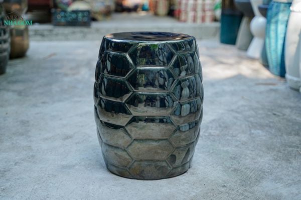  Đôn Trống Hiện Đại Tổ Ong Ánh Kim, gốm mỹ nghệ Nam Bộ, C45 x R30cm - SP036175 