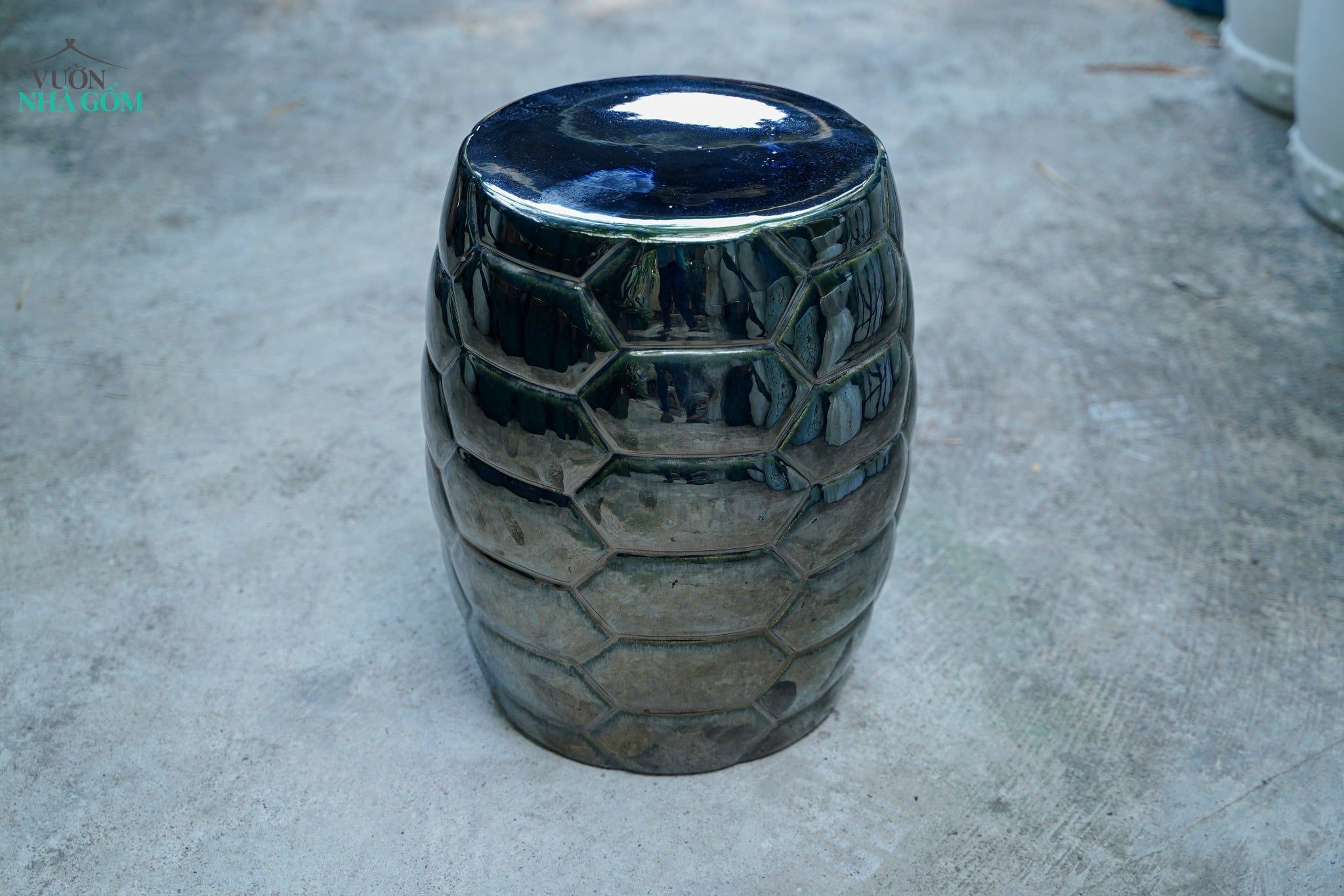  Đôn Trống Hiện Đại Tổ Ong Ánh Kim, gốm mỹ nghệ Nam Bộ, C45 x R30cm - SP036175 