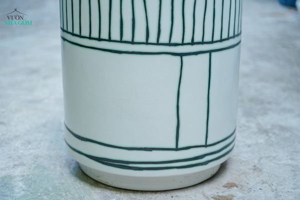  Đôn gốm hiện đại, Đôn Trắng Nét Xanh, gốm Nam bộ, C47 x R36cm- SP036180 