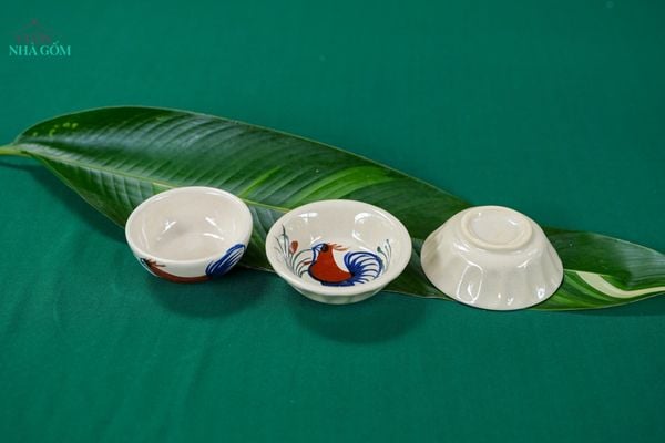  Chén Chấm Vẽ Gà Dầu - Chén Bát Hiện Đại - Đựng Nước Chấm - R9xC3 