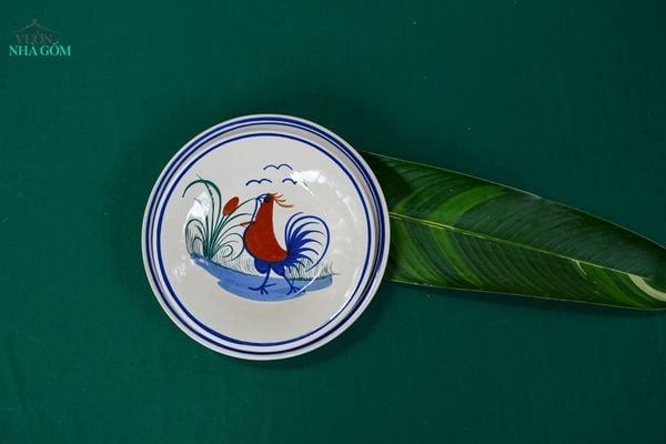  Dĩa Lớn 20cm Vẽ Gà Dầu - Chén Bát Hiện Đại - Đĩa Đựng Đồ Ăn. 