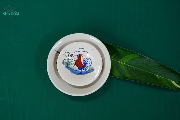  Dĩa Nhỏ 15,5cm Vẽ Gà Dầu - Chén Bát Hiện Đại - Đĩa Đựng Đồ Ăn. 