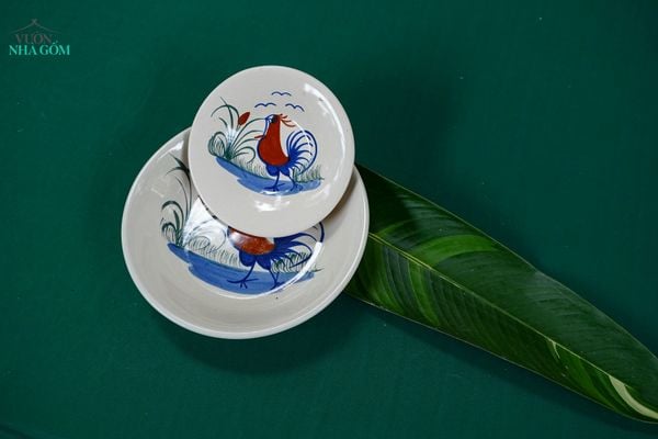  Dĩa Nhỏ 15,5cm Vẽ Gà Dầu - Chén Bát Hiện Đại - Đĩa Đựng Đồ Ăn. 