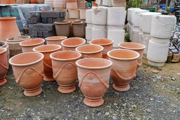  Chậu Cúp Đất Nung, Kiểu Dáng Cổ Điển, Chậu Trồng Cây Sân Vườn, Chậu Gốm. 
