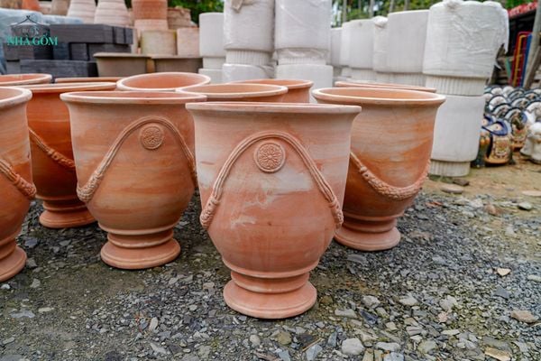 Chậu Cúp Đất Nung, Kiểu Dáng Cổ Điển, Chậu Trồng Cây Sân Vườn, Chậu Gốm. 