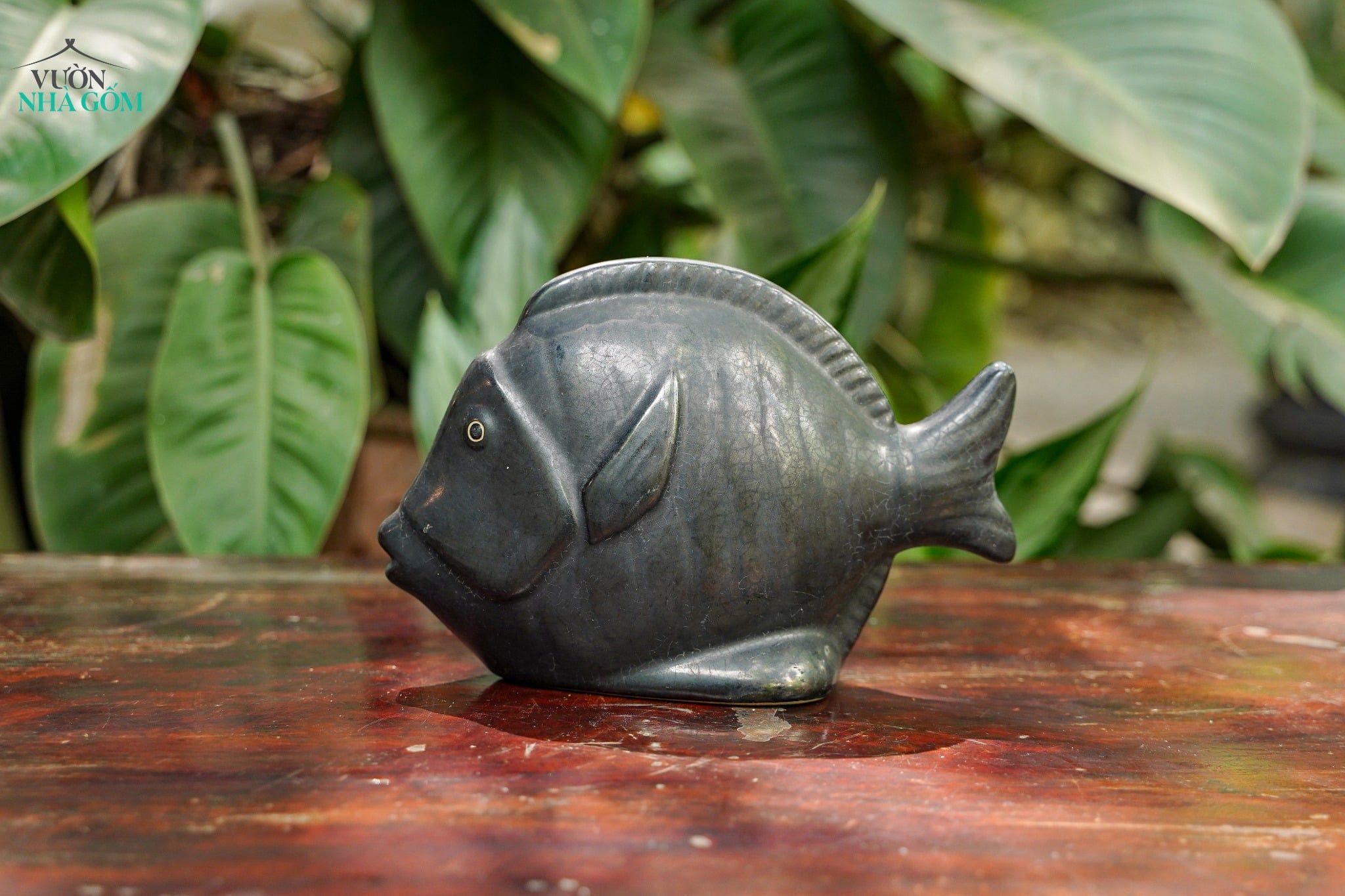  Tượng Thú Gốm Cá Dẹp Đen, Thú Gốm Trang Trí Hòn Non Bộ, Sân Vườn, Quà Tặng Trang Trí. 