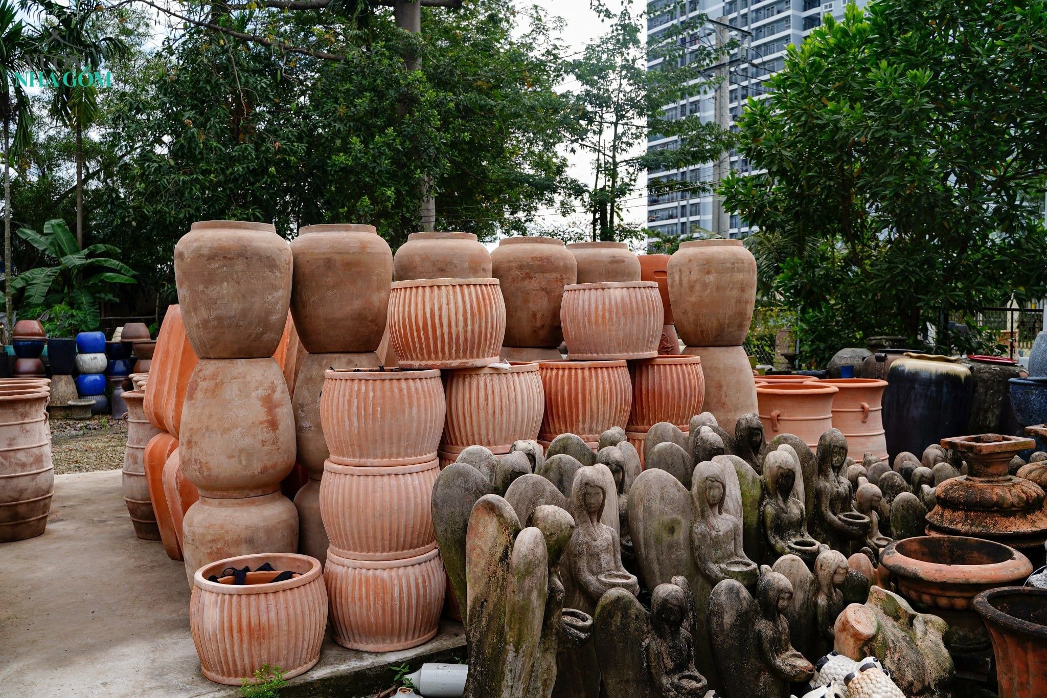  Chậu Sọc Đũa Gốm Đất Nung, Chậu Gốm Trồng Cây Sân Vườn, Chậu Đất Nung. 