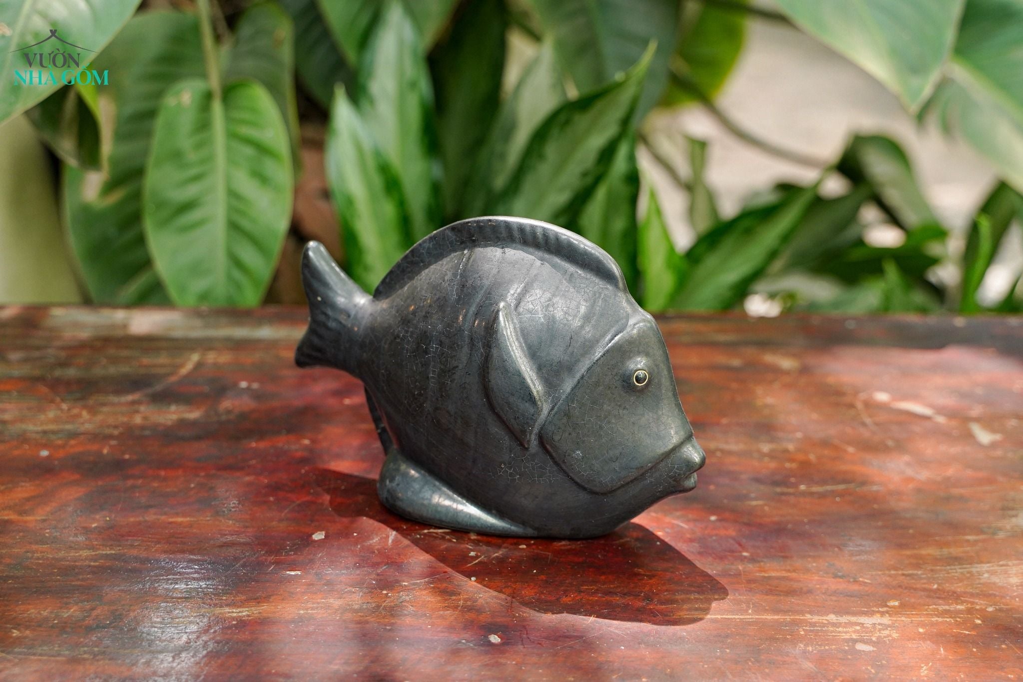  Tượng Thú Gốm Cá Dẹp Đen, Thú Gốm Trang Trí Hòn Non Bộ, Sân Vườn, Quà Tặng Trang Trí. 