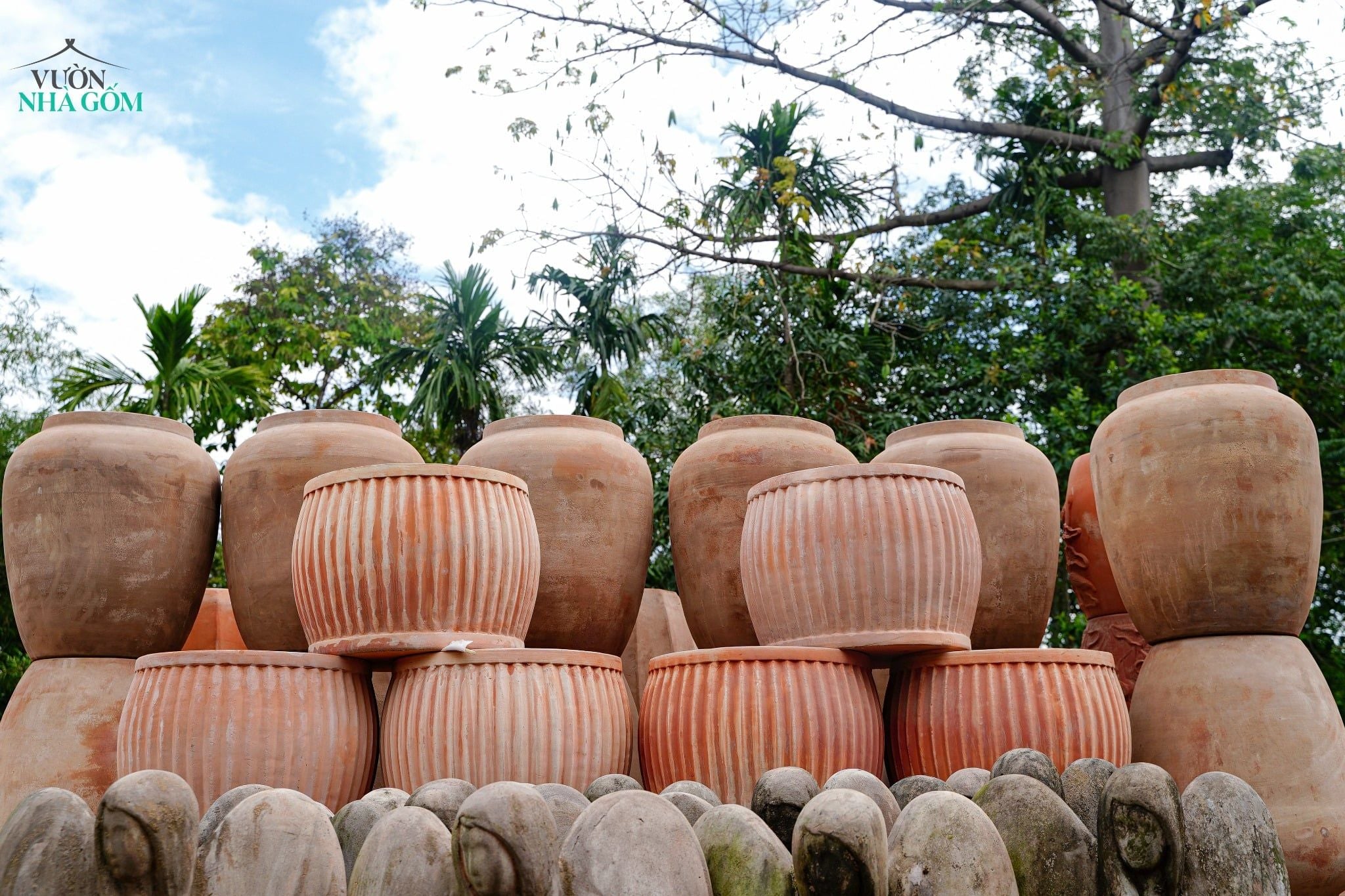  Chậu Sọc Đũa Gốm Đất Nung, Chậu Gốm Trồng Cây Sân Vườn, Chậu Đất Nung. 