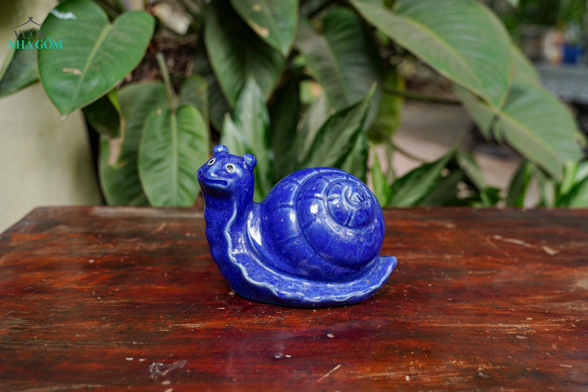  Tượng Thú Gốm Ốc Sên Men Xanh Cobalt, Thú Gốm Trang Trí Hòn Non Bộ, Tượng Gốm Nam Bộ. 