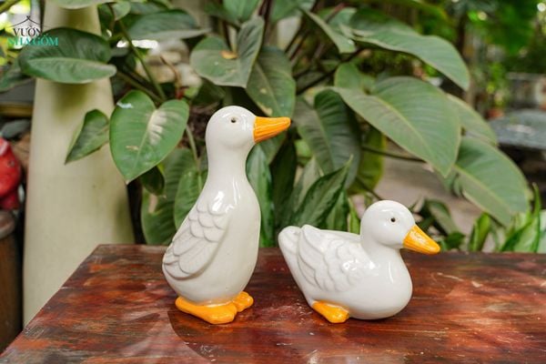  Tượng Thú Gốm, Vịt Gốm Trắng, Quà Tặng Bạn Bè, Decor Không Gian. 