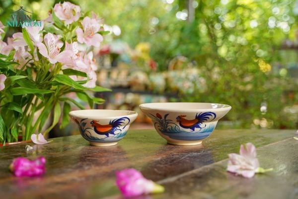  CBLX, Chén Chiết Yêu Vẽ Gà - Chén Bát Hiện Đại - Tô Chiết Yêu - R13cm| R17cm. 
