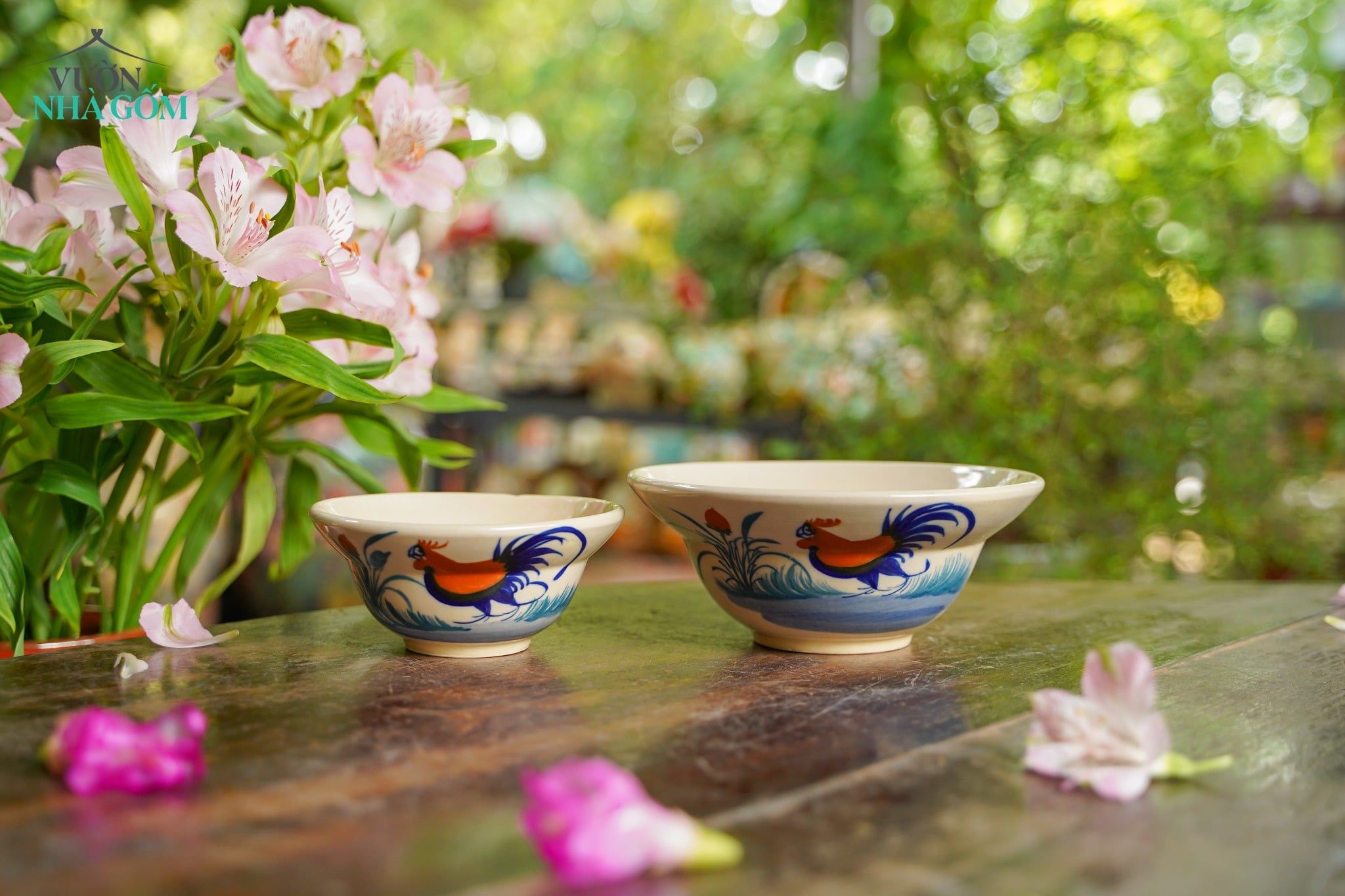  CBLX, Chén Chiết Yêu Vẽ Gà - Chén Bát Hiện Đại - Tô Chiết Yêu - R13cm| R17cm. 