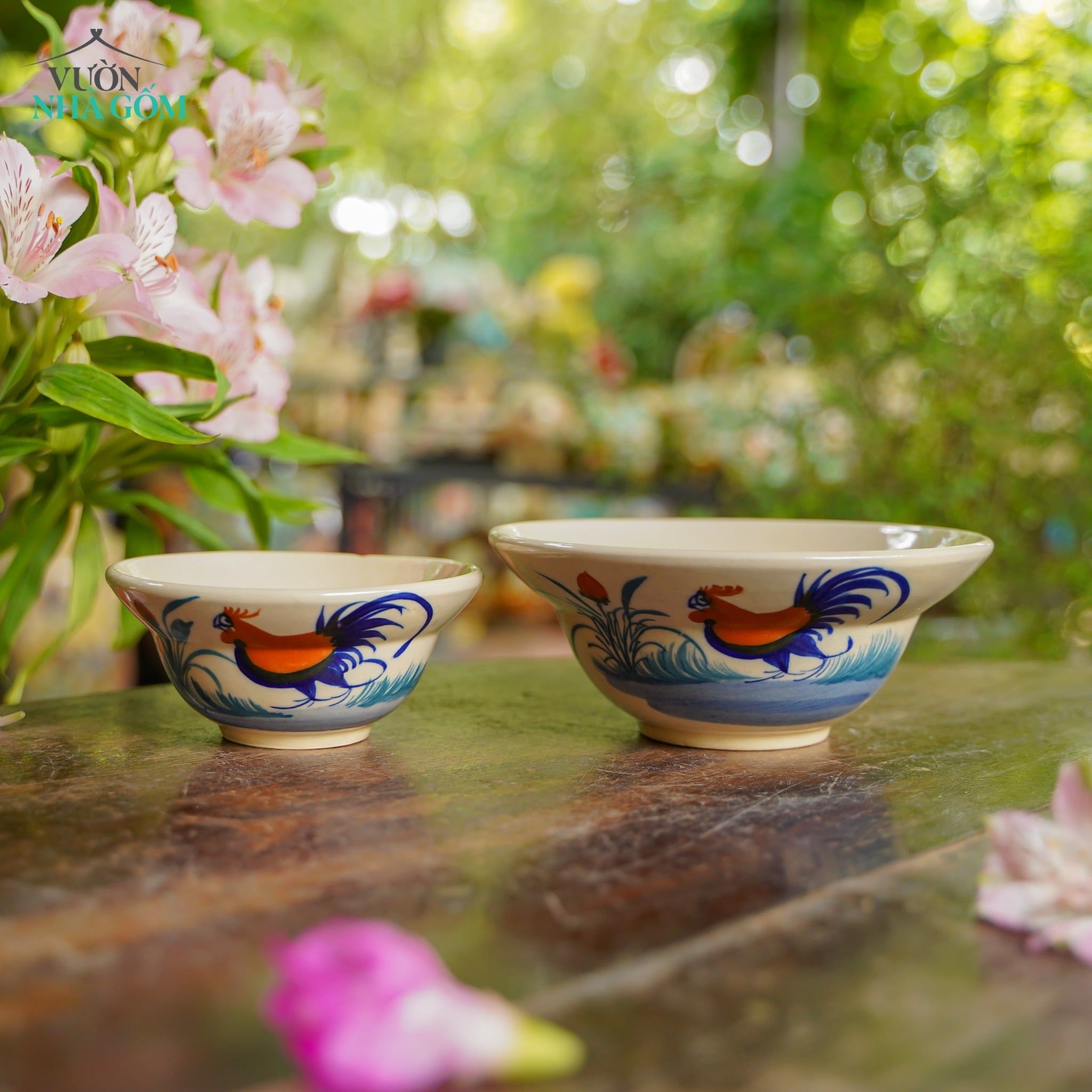  CBLX, Chén Chiết Yêu Vẽ Gà - Chén Bát Hiện Đại - Tô Chiết Yêu - R13cm| R17cm. 