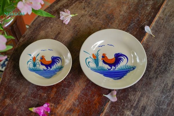  CBLX, Dĩa Nhỏ 16cm Vẽ Gà - Chén Bát Hiện Đại - Đĩa Đựng Đồ Ăn. 